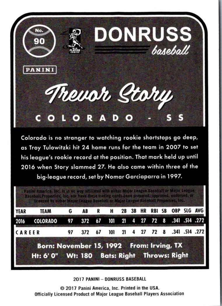 2017 Donruss Trevor Story