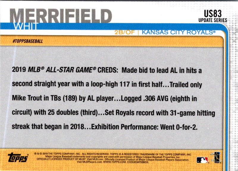 2019 Topps Update Whit Merrifield