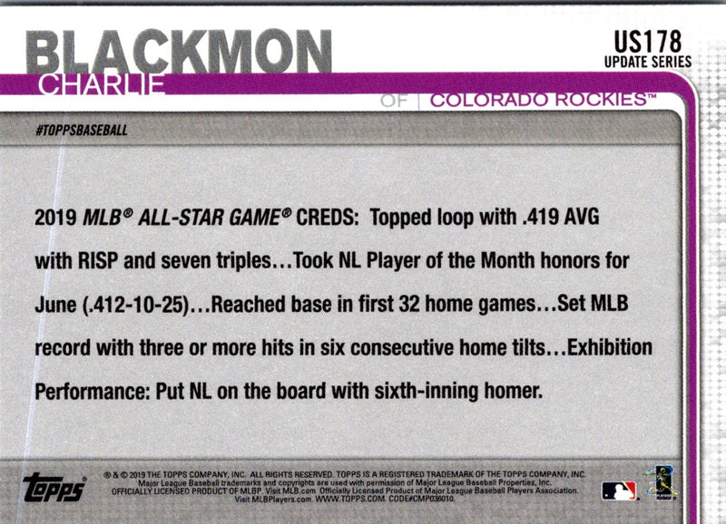 2019 Topps Update Charlie Blackmon