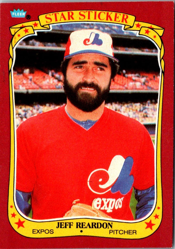 1986 Fleer Star Stickers Jeff Reardon #94