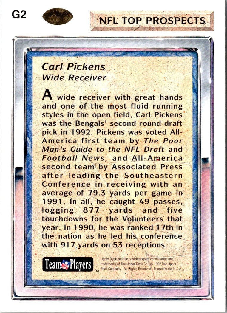 1992 Upper Deck Carl Pickens