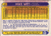 1987 O-Pee-Chee Mike Witt #92