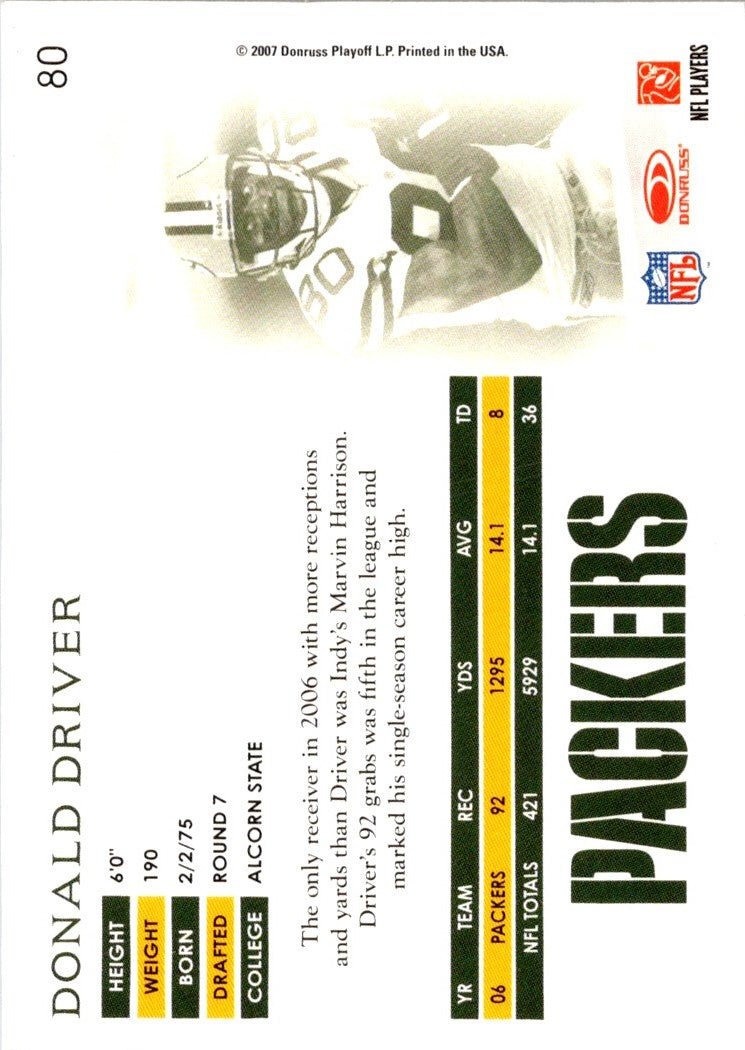 2007 Donruss Threads Donald Driver