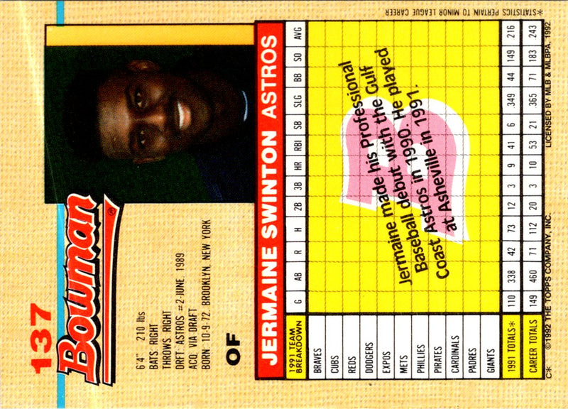 1992 Bowman Jermaine Swinton