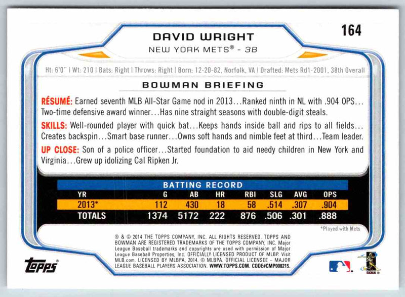 2014 Bowman David Wright