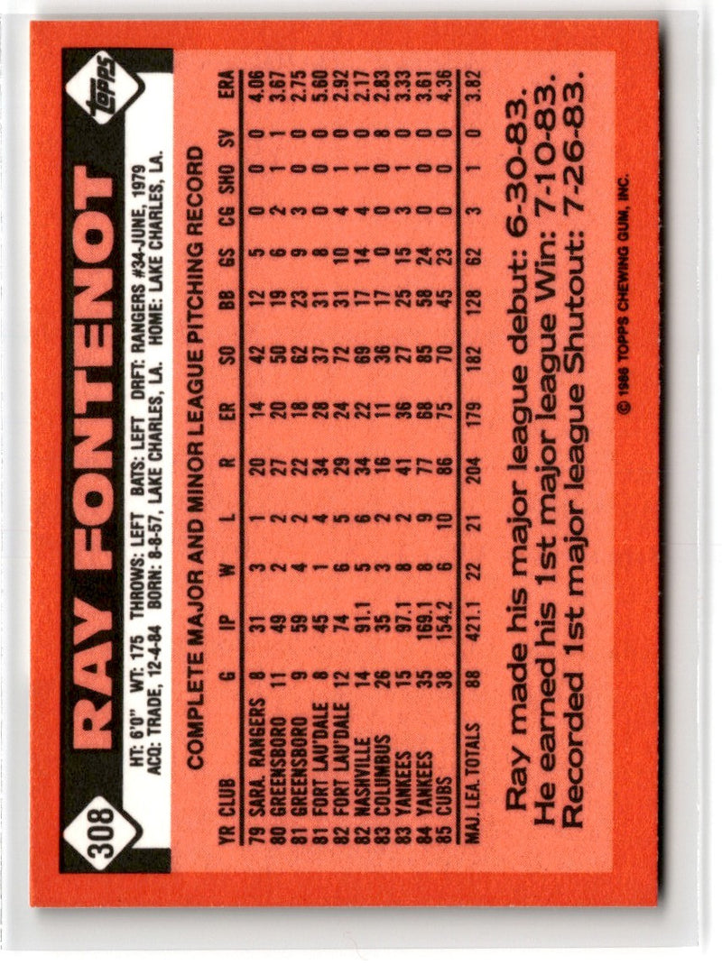 1986 Topps Tiffany Ray Fontenot