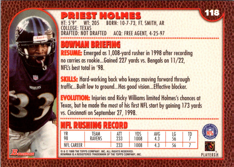 1999 Bowman Priest Holmes