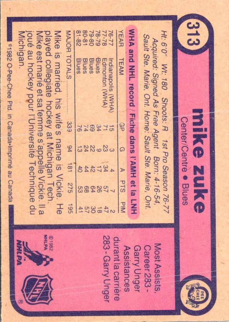 1982 O-Pee-Chee Mike Zuke