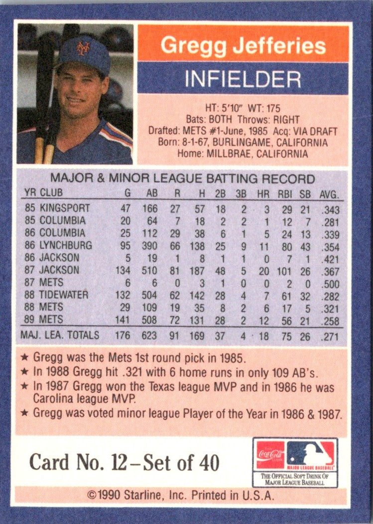 1990 Starline Long John Silver Gregg Jefferies