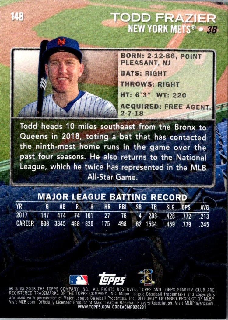 2018 Stadium Club Todd Frazier