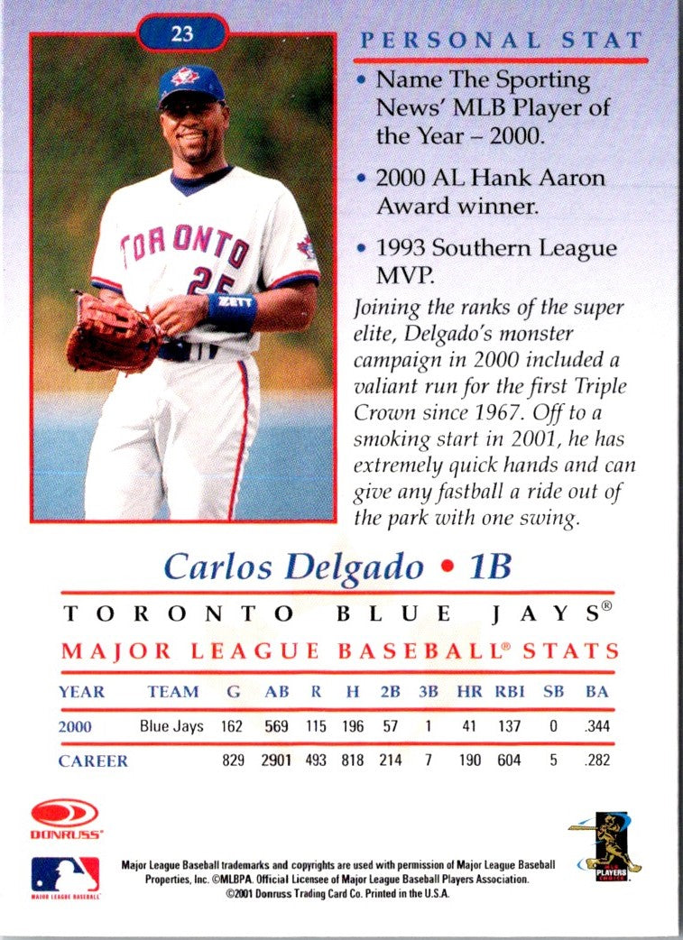 2001 Donruss Signature Carlos Delgado