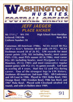 1992 Pacific Greats Washington Huskies Jeff Jaeger #91