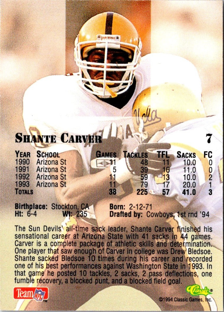 1994 Classic NFL Draft Shante Carver