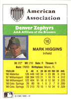 1990 CMC Denver Zephyrs Mark Higgins #16