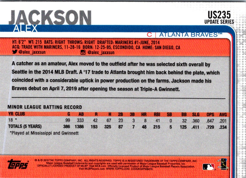 2019 Topps Update Alex Jackson