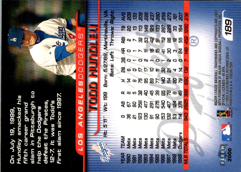 2000 Fleer Focus Todd Hundley