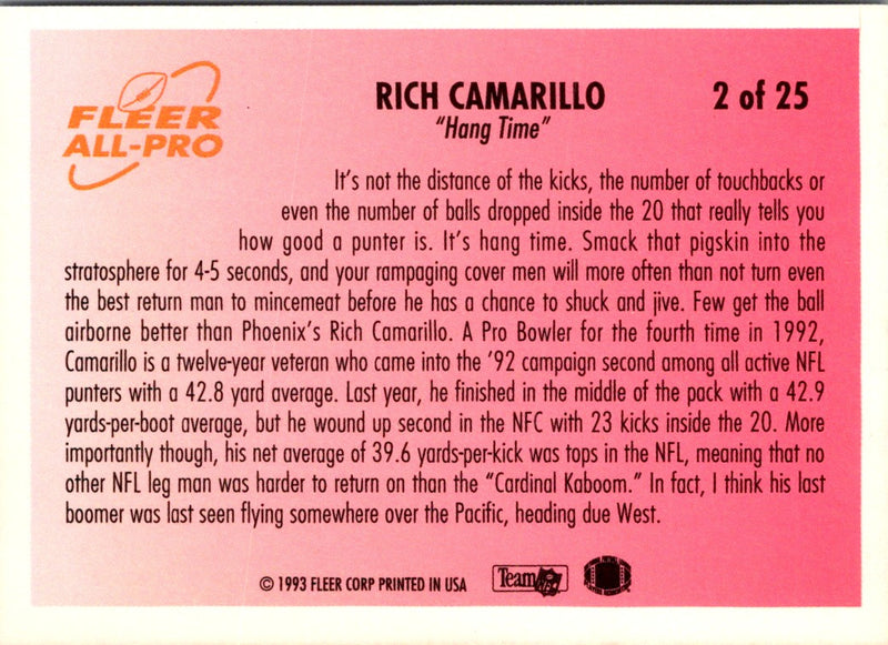 1993 Fleer All-Pros Rich Camarillo