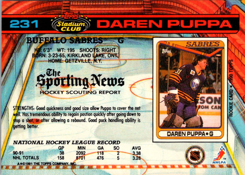 1991 Stadium Club Daren Puppa