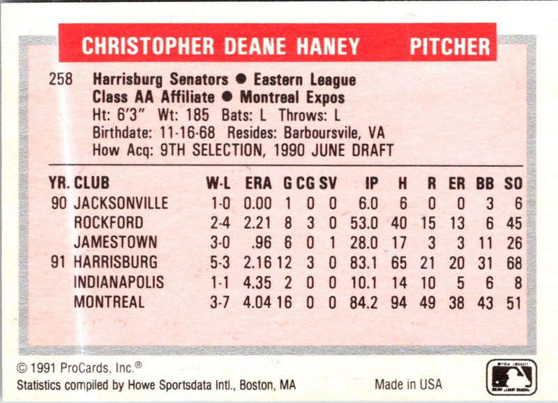 1991 ProCards Chris Haney