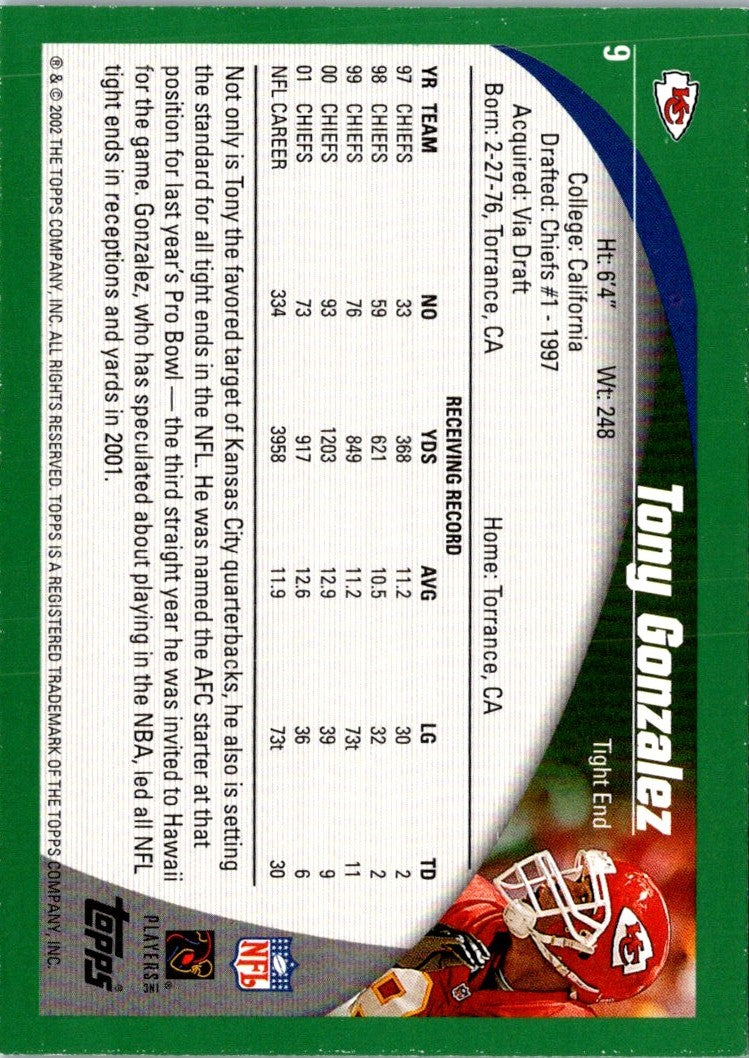 2002 Topps MVP Promotion Tony Gonzalez