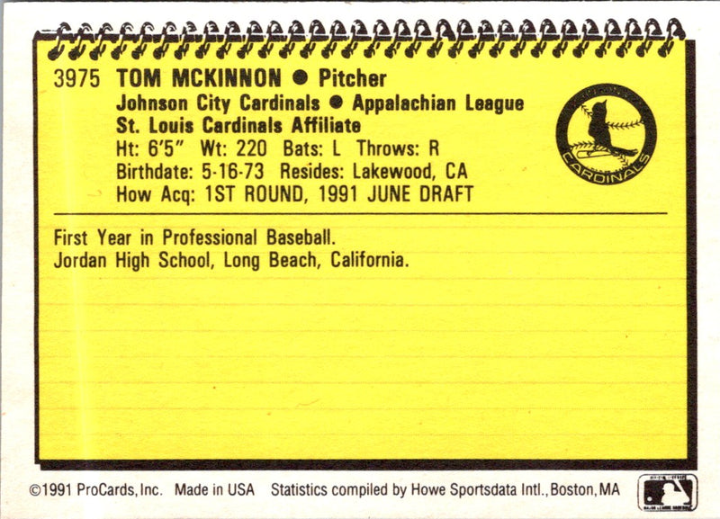1991 ProCards Tom McKinnon