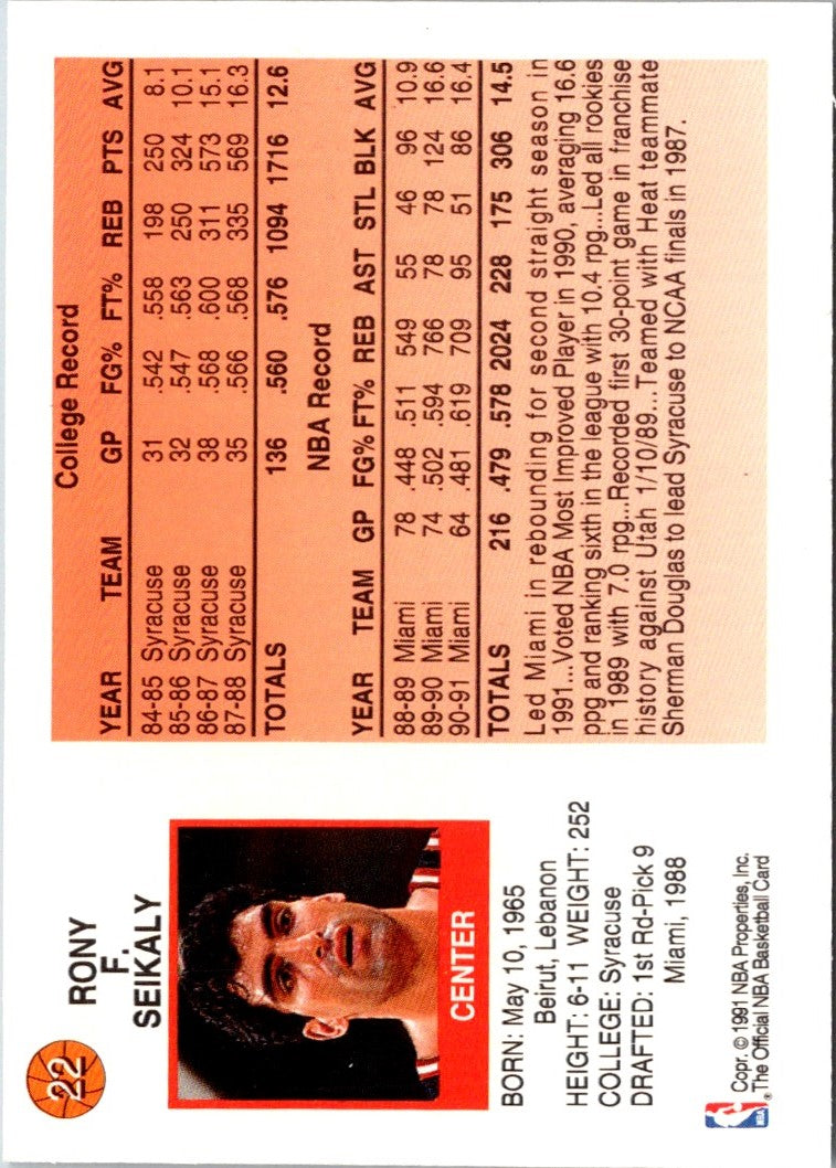1991 Hoops McDonald's Rony Seikaly