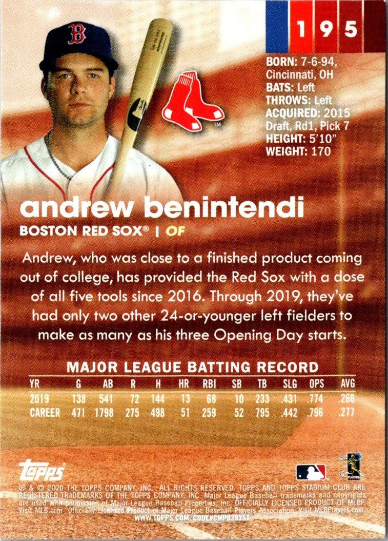 2020 Stadium Club Andrew Benintendi