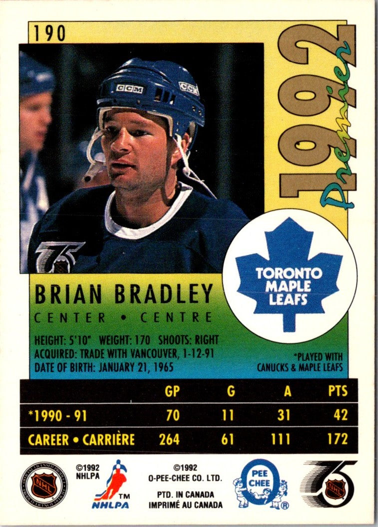 1991 O-Pee-Chee Premier Brian Bradley