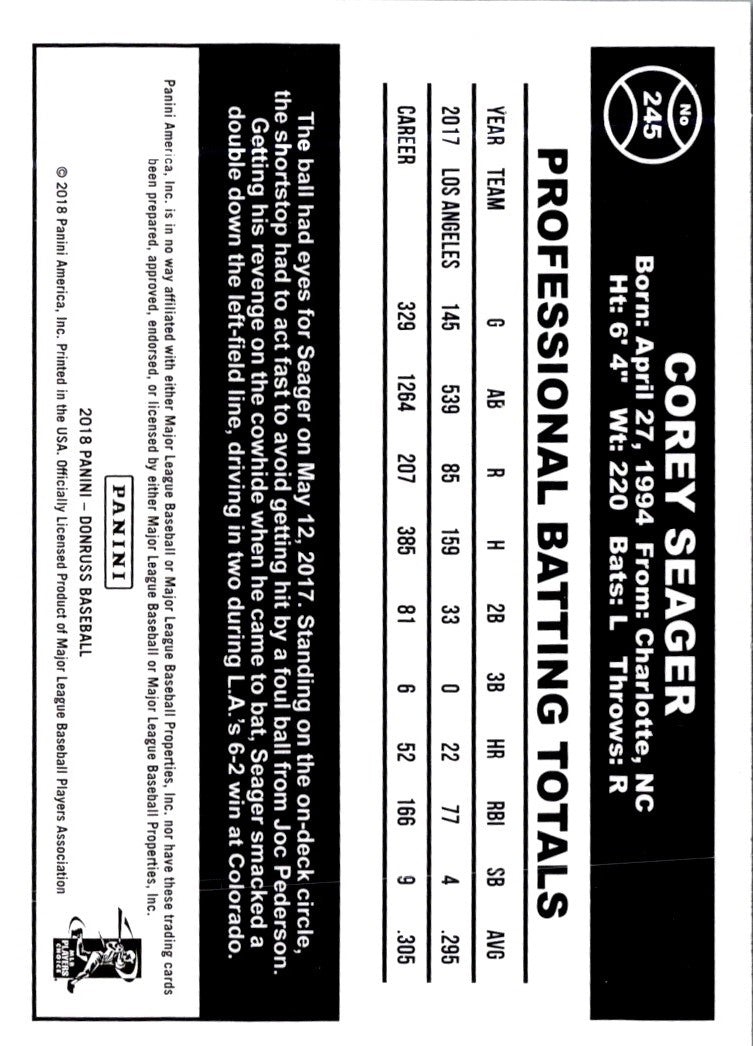 2018 Donruss Corey Seager