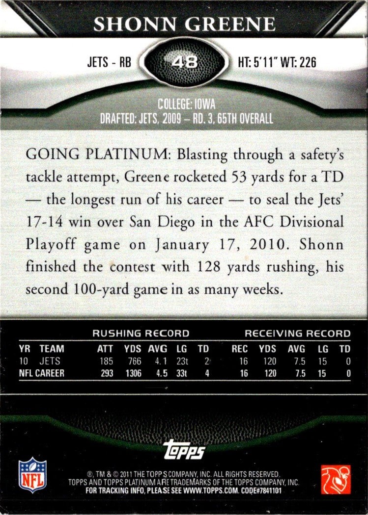 2011 Topps Platinum Shonn Greene