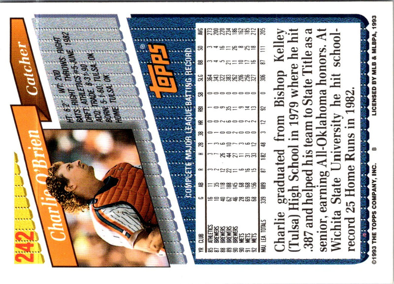1993 Topps Charlie O'Brien