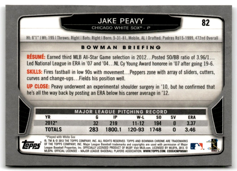 2013 Bowman Chrome Jake Peavy