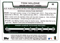 2012 Bowman Draft Picks & Prospects Tom Milone #44 Rookie
