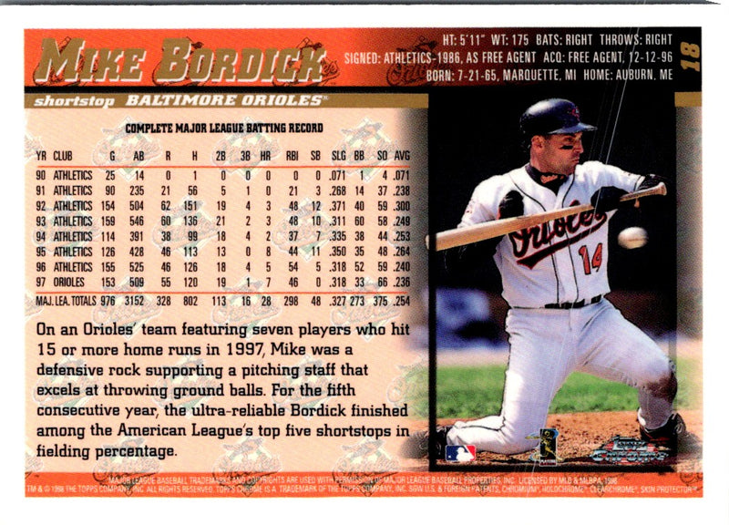 1998 Topps Chrome Mike Bordick