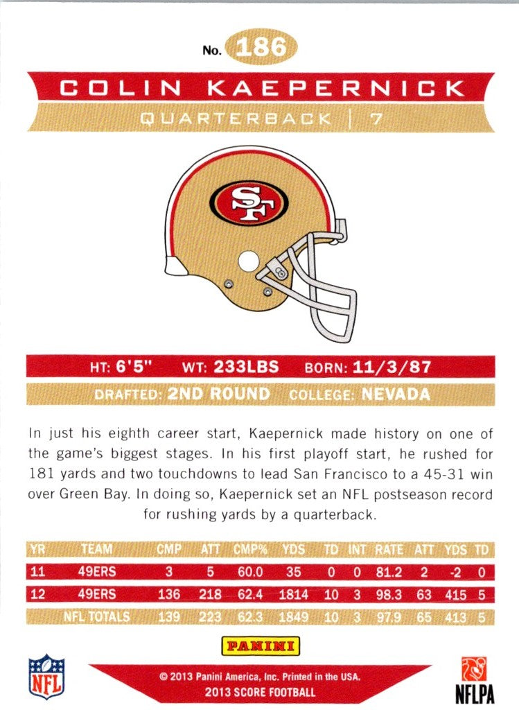 2013 Score Colin Kaepernick