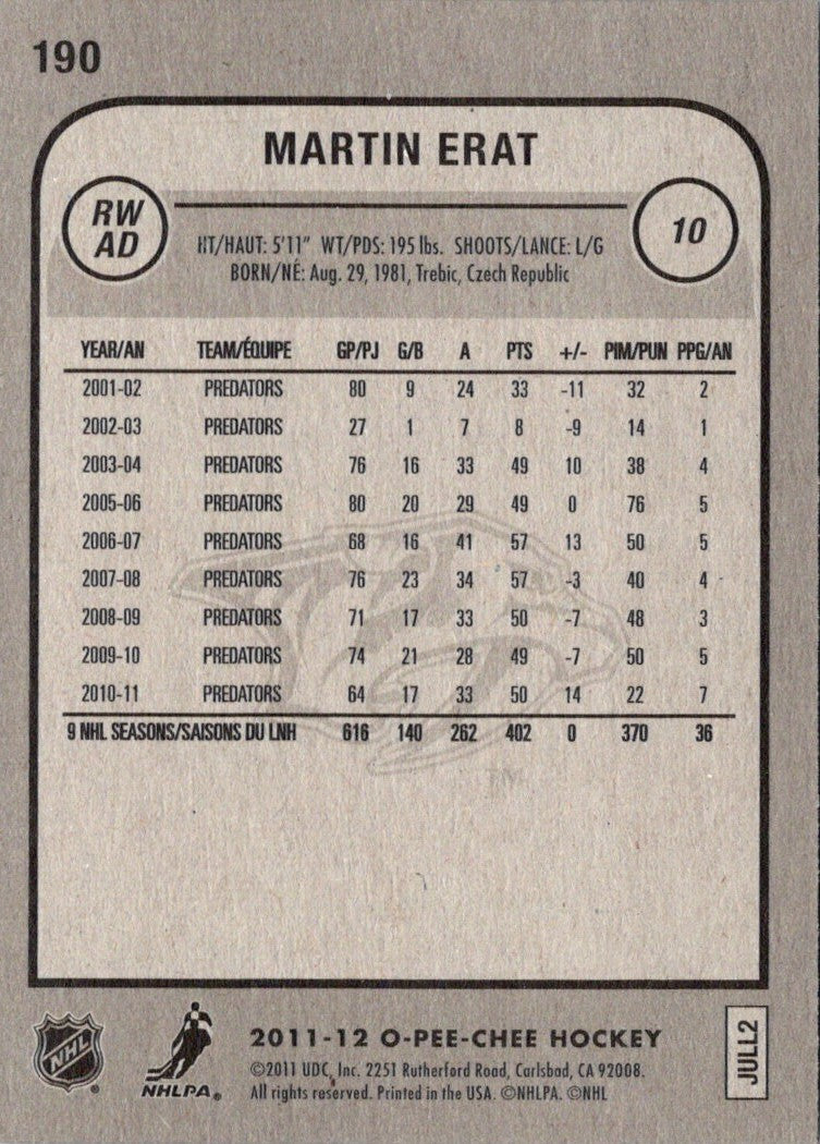 2011 O-Pee-Chee Martin Erat