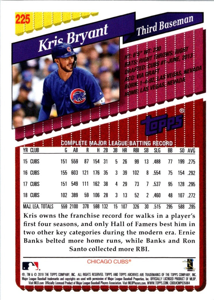 2019 Topps Archives Kris Bryant