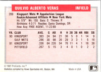 1991 ProCards Tomorrow's Heroes Quilvio Veras #289