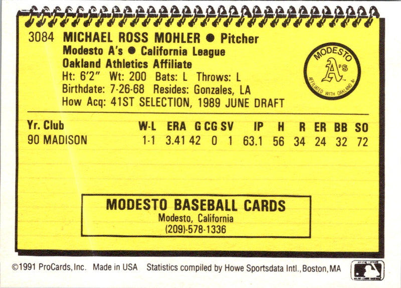 1991 ProCards Mike Mohler