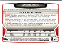2013 Bowman Draft Picks & Prospects Chrome Nathan Karns #3 Rookie