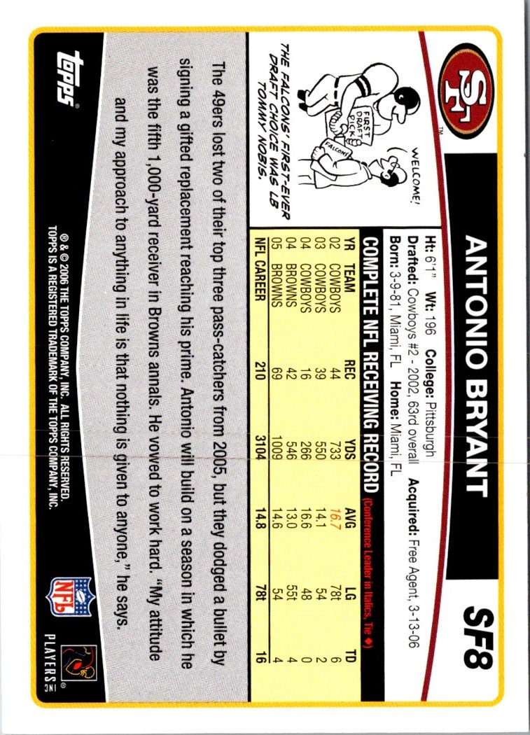2006 Topps San Francisco 49ers Antonio Bryant