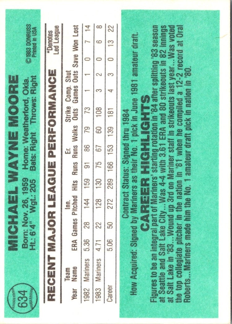 1984 Donruss Mike Moore