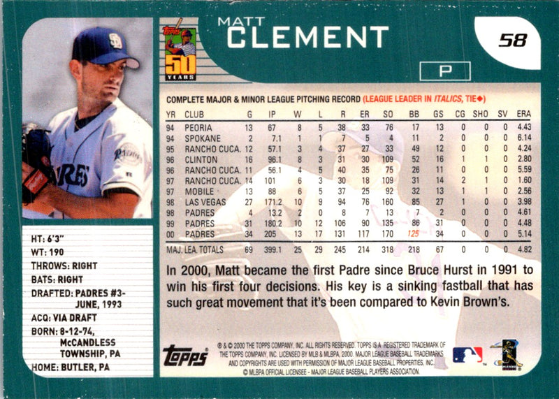 2001 Topps Matt Clement