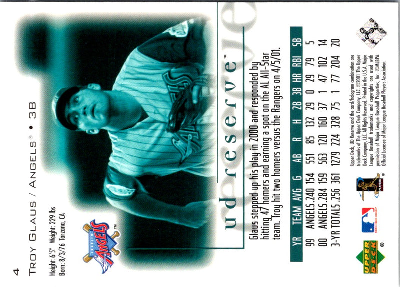 2001 UD Reserve Troy Glaus