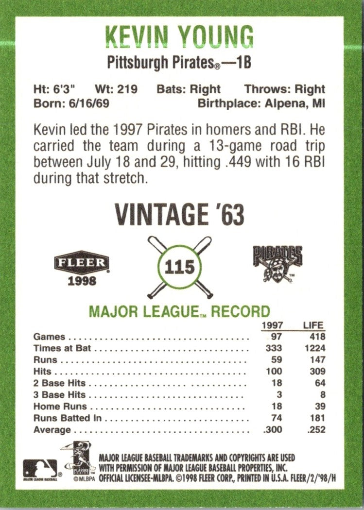 1998 Fleer Tradition Vintage Kevin Young