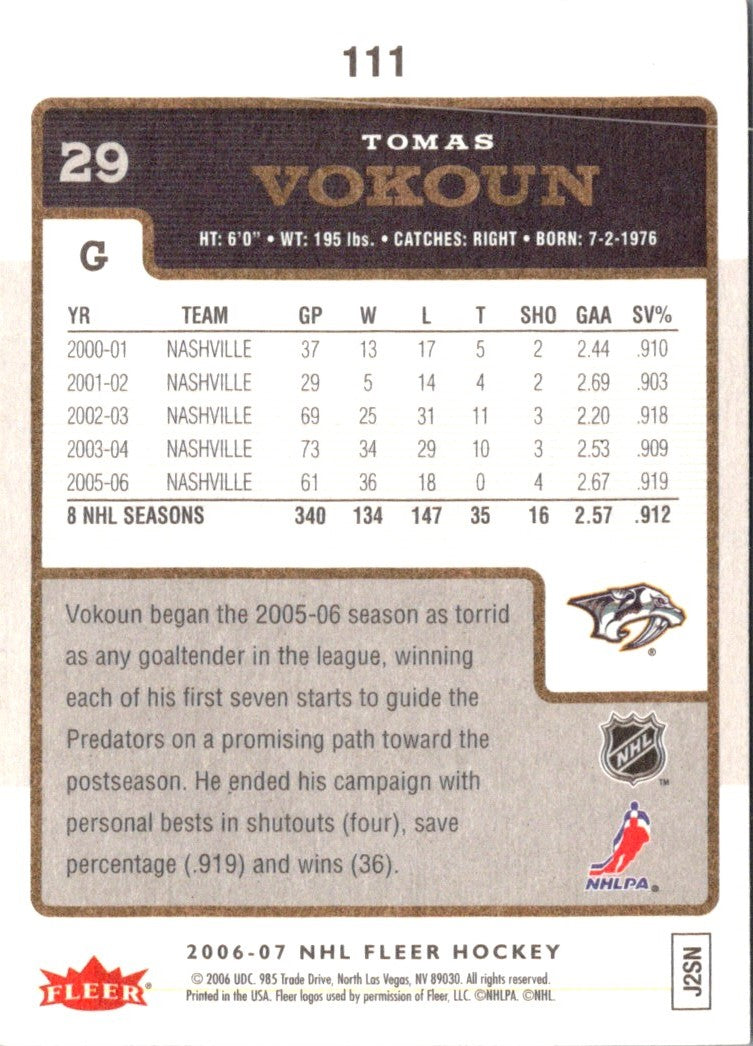 2006 Fleer Tomas Vokoun