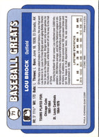 1990 Swell Baseball Greats Lou Brock #71