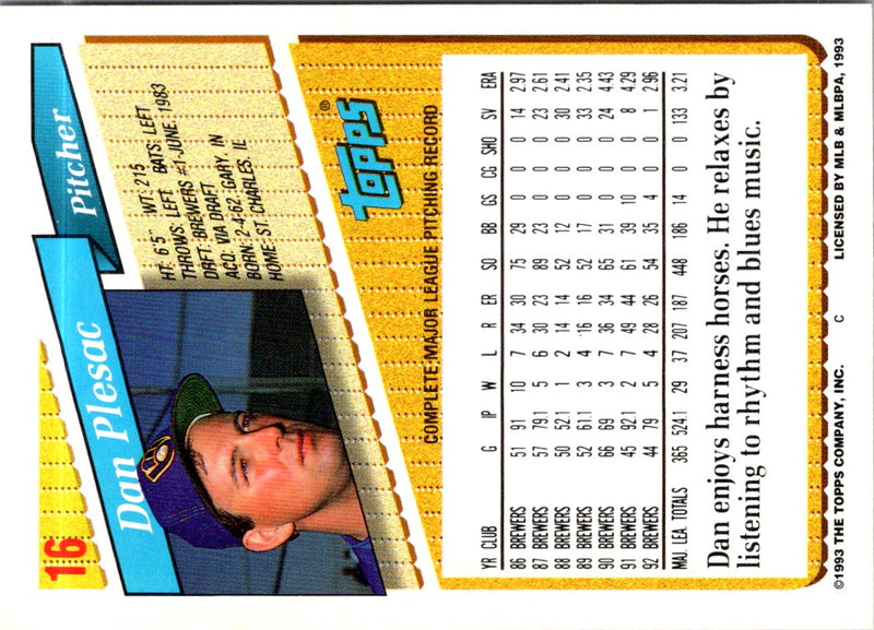 1993 Topps Gold Dan Plesac