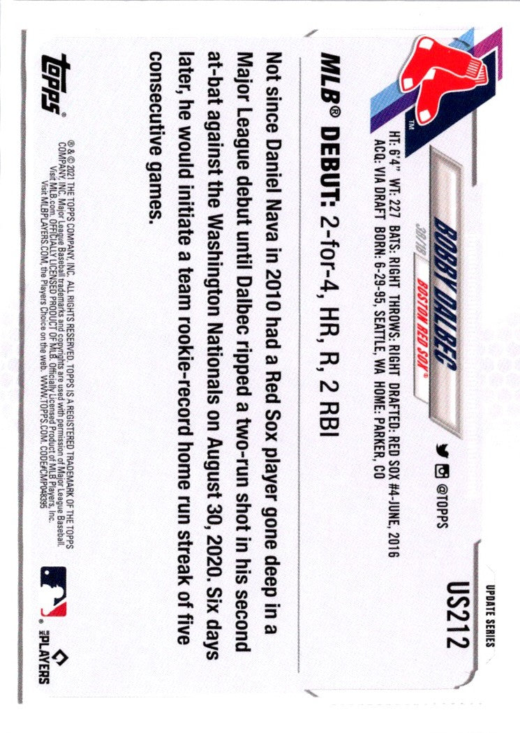2021 Topps Update Bobby Dalbec