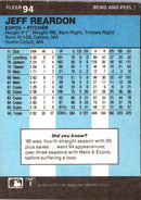 1986 Fleer Star Stickers Jeff Reardon